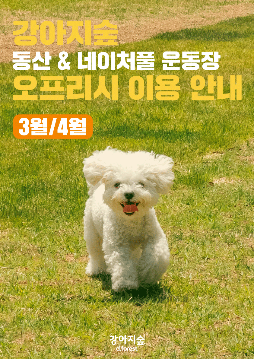 <font color='#555555'>3월&4월 강아지숲 동산&네이처풀 운동장 오프리시 일정</font>